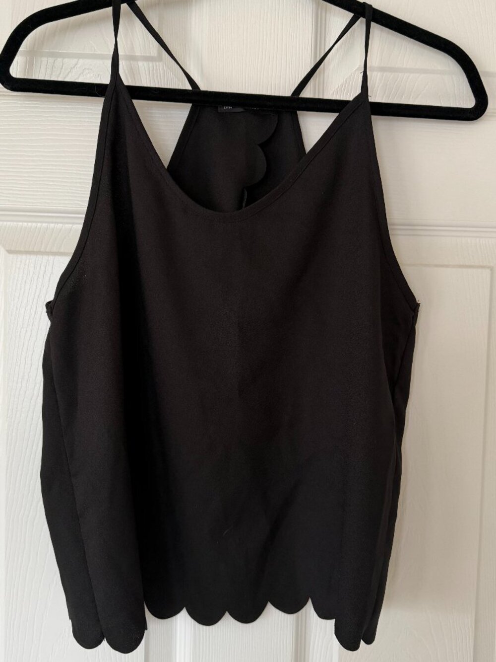 Black Scalloped Tank Top
